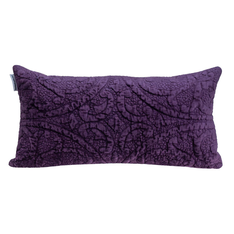 Coussin décoratif en velours matelassé taupe , Violet