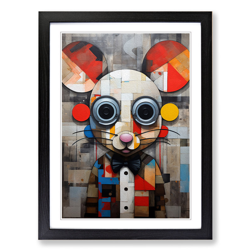 Mouse Constructivism No.4 - Single Picture Frame Print on Wood, Black Framed, 64cm H x 46cm W x 2cm D