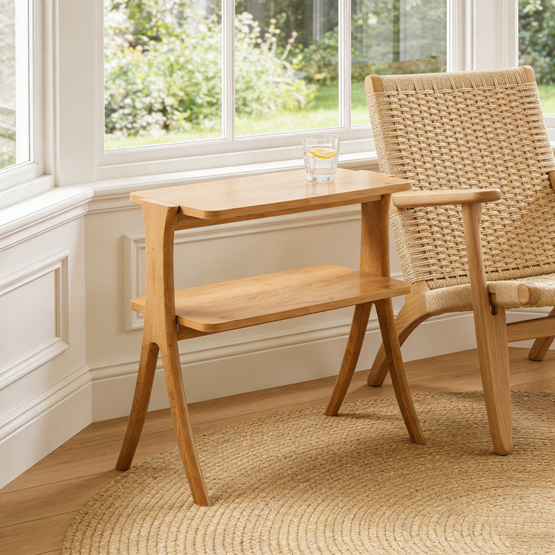 Table d'appoint en bois avec tablette de rangement à 2 niveaux Farmhouse, Brun
