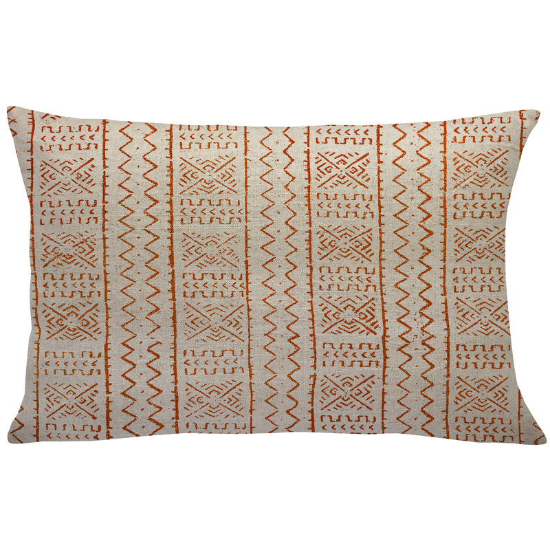 Geometric Linen Throw Pillow, Orange