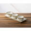 Plat en porcelaine blanc avec 3 bols ronds et motif de perles dorées