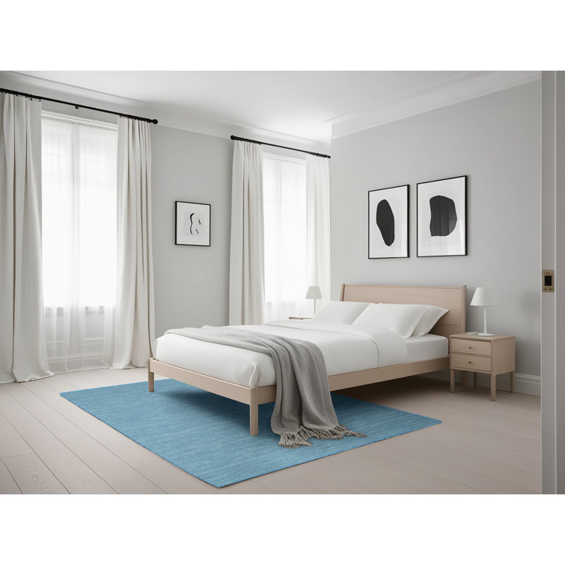 Tapis gris/bleu zone contemporaine, Rectangle 5 pi x 7 pi
