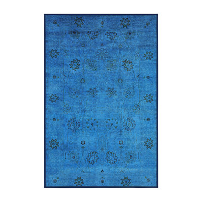 Tapis floral bleu