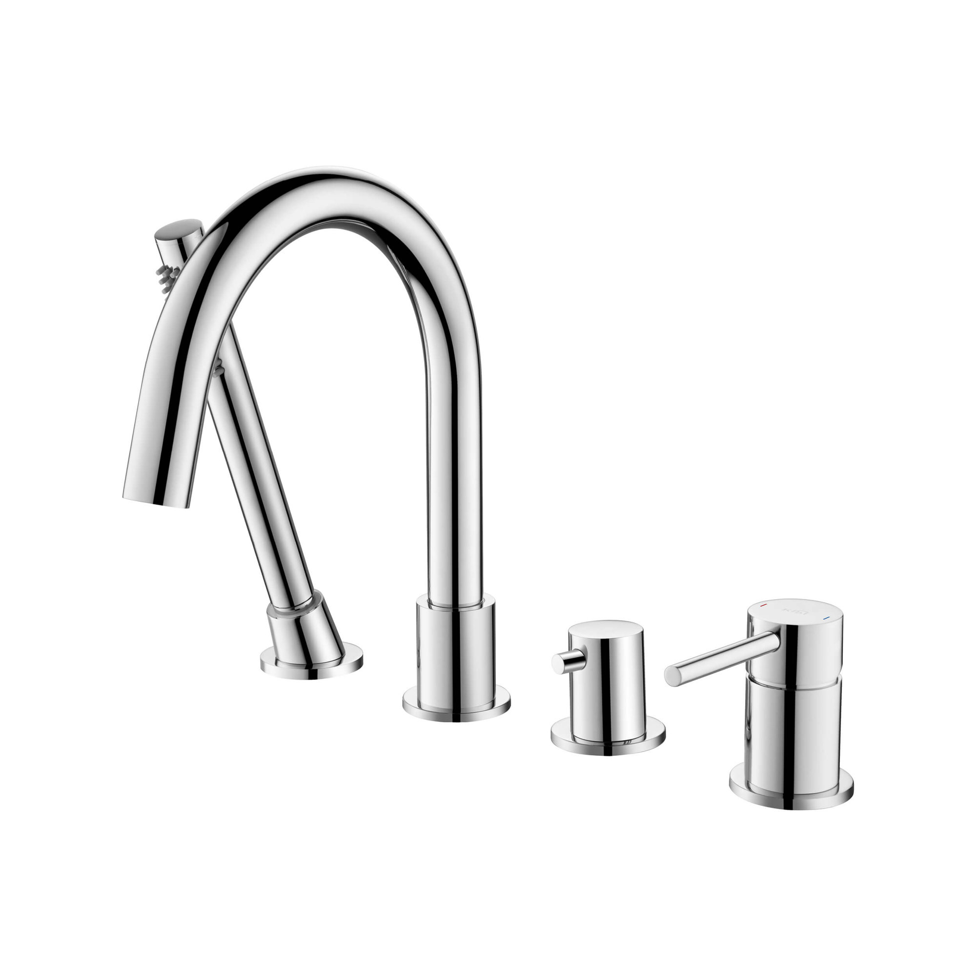 Circular Deck Tub Filler with Diverter, Chrome