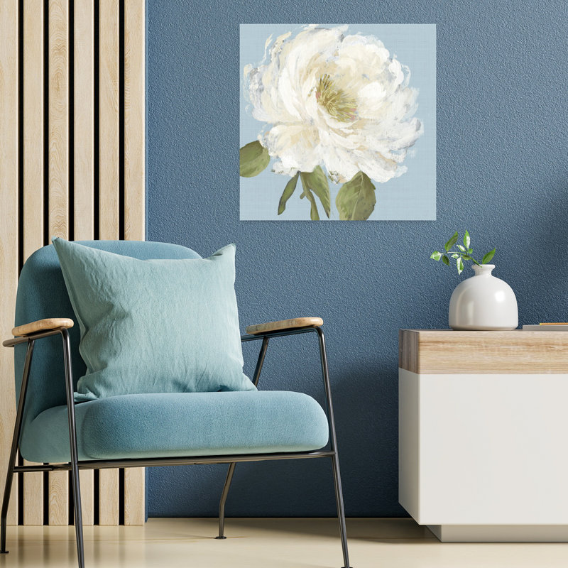 Fleurs au bord de la mer, délicate et élégante pivoine contemporaine, art naturel, H 18 po x l 18 po