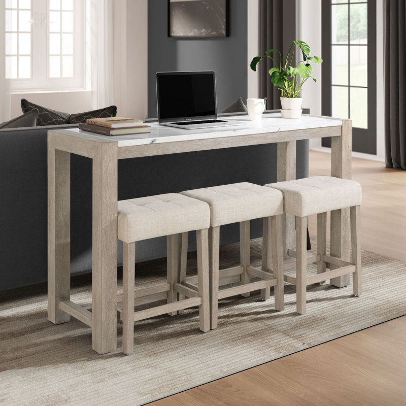 Table de canapé en marbre VANILLA REAL AVEC PUISSANCE ET 3 TABOURETS