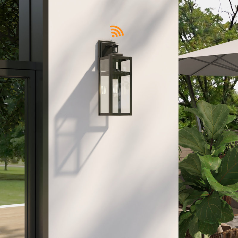 Schlesinger Steel Wall Light With Dusk To Dawn, 7.41" H x 4.57" W x 5.93" D