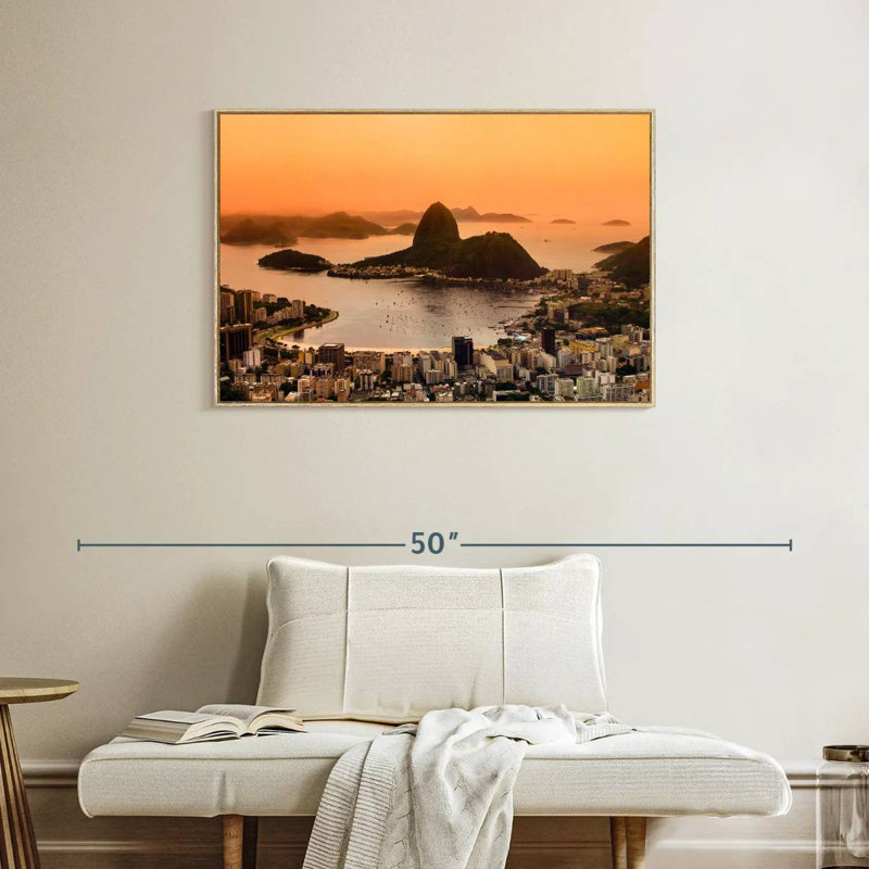Rio de Janeiro, Cadre flottant en bois naturel, 37 po x 25 po