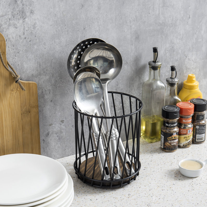 Metal Round Utensil Crock
