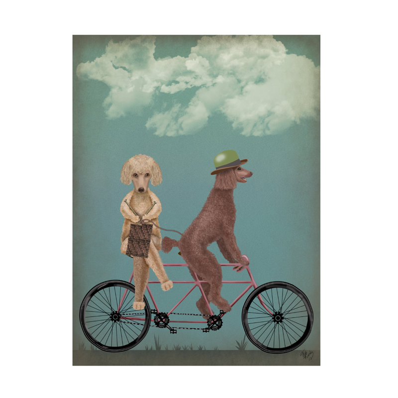  Art mural sur toile tendue - art mural Fab Funky «Poodle Tandem» pour le salon, la chambre à coucher ou le bureau - 18 x 24