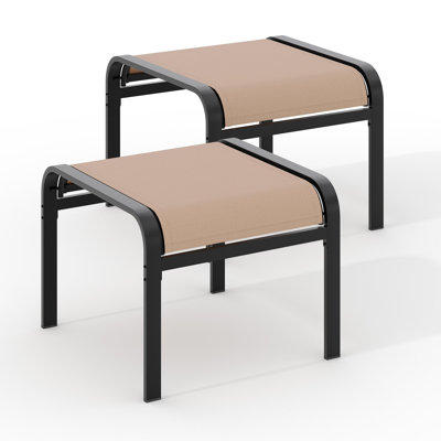 Outdoor Ottoman Set of 2 - Premium Stackable Oversized Foot Rest for Patio, Garden & Pool with Textilene Fabric, Metal Frame & 200 lbs Weight Capacity