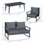 Ensemble de meubles de patio 4 pièces, ensemble de conversation en aluminium, ensemble de canapé de jardin avec fauteuils, causeuse, table basse centrale et coussins