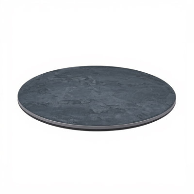Plateau de table rond en ardoise foncée texturée 30 po avec aspect pierre naturelle, intérieur / extérieur