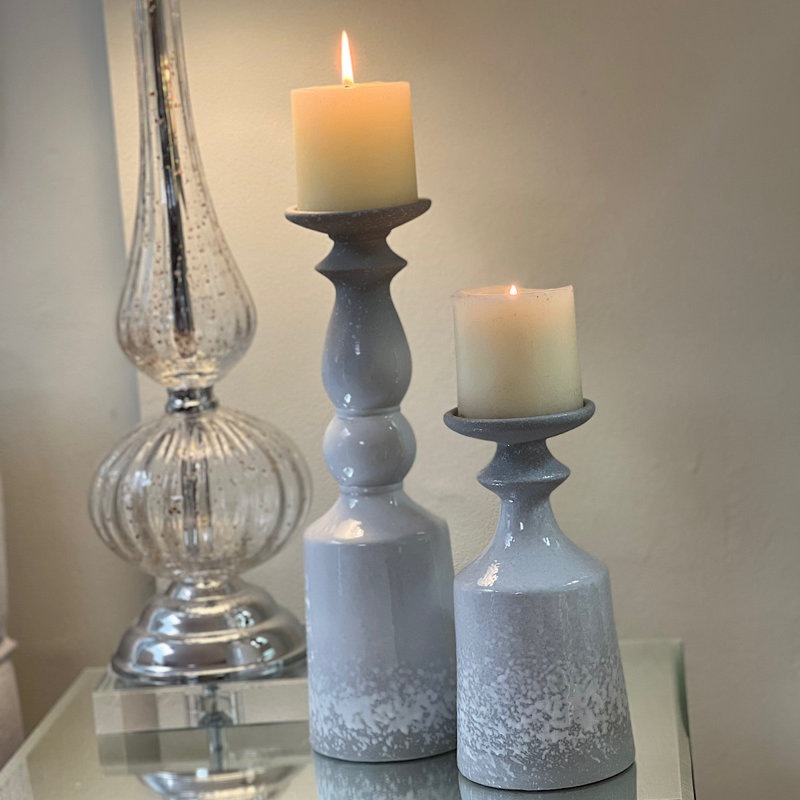 Ensemble de chandelles en céramique 2 pièces Farmhouse Chic