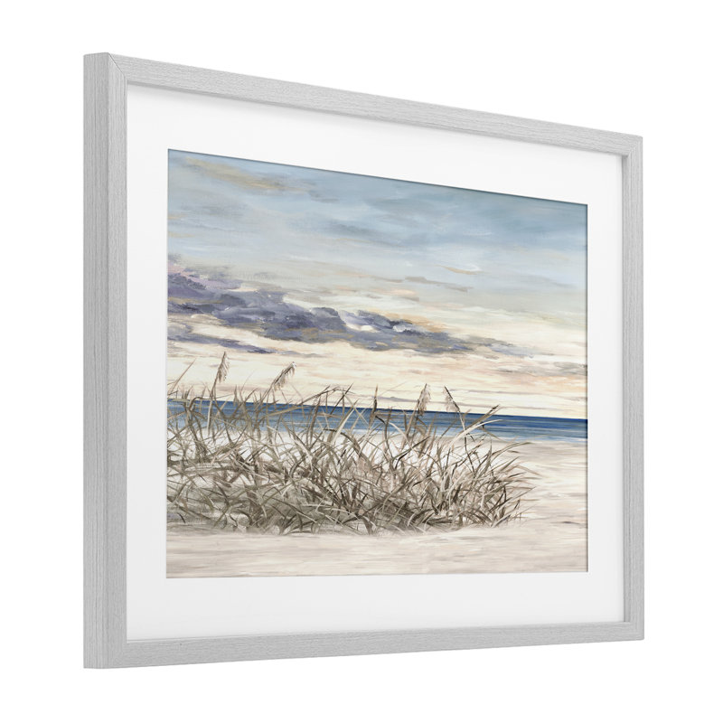 Windy Beaches, impression de paysage encadrée sous verre, design par Julie DeRice, H 14 po x l 20 po, Cadre de ferme gris