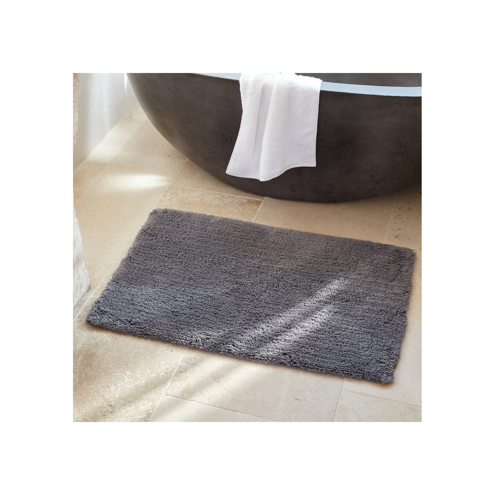 Shag Organic Bath Rug, Slate, 36" L x 24" W