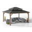  Sunjoy 13 x 15 ft. Wood Gazebo, Outdoor Patio Steel Hardtop Gazebo, Cedar Framed Wooden Gazebo with 2-Tier Metal Roof, Suitable for Patios, Lawn and Backyard-97842725