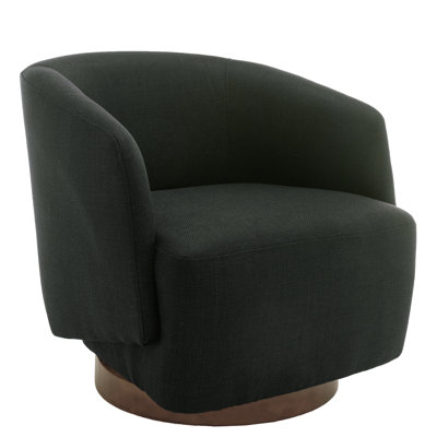 Fauteuil demi-tonneau pivotant moderne, chaises d'appoint avec base en bois pour le salon, tissu performance