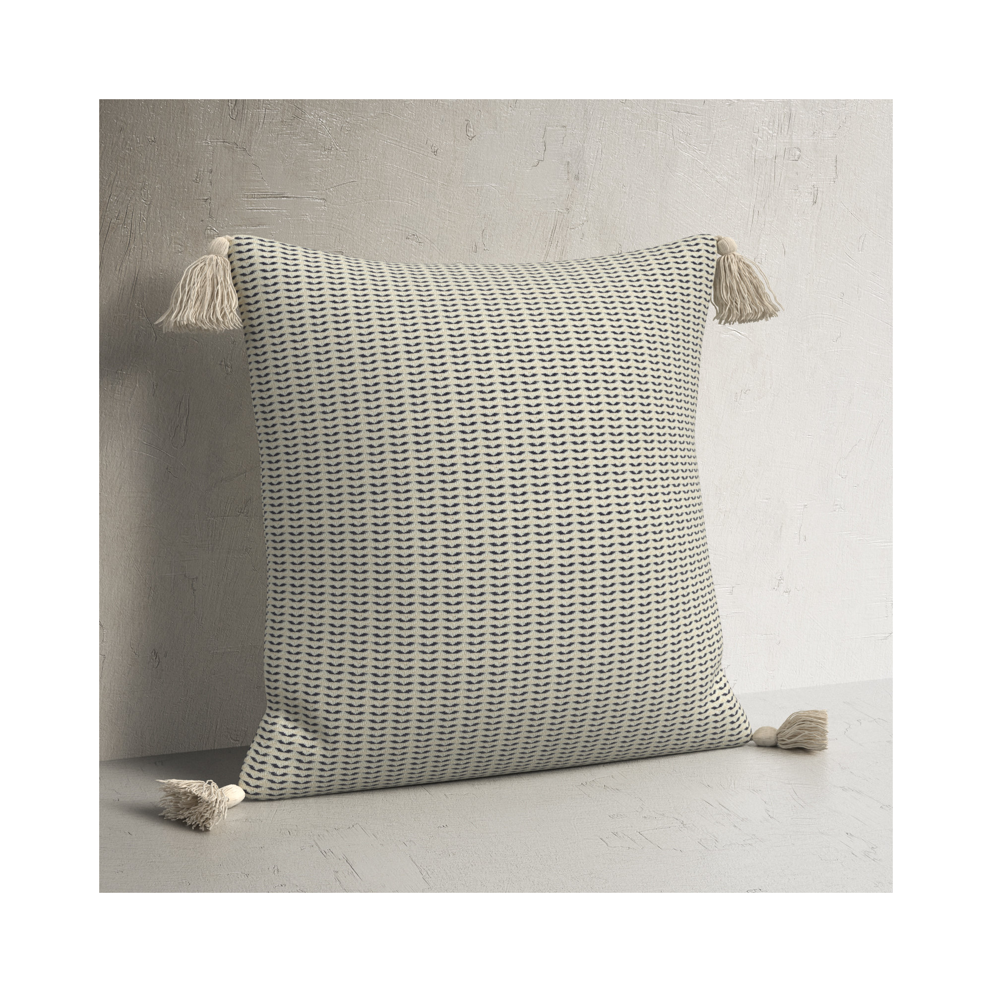 Brenly Turkish Cotton Striped Square Throw Pillow, Navy, Down