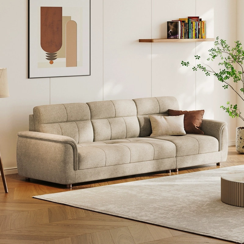 Minimalist White Tofu Cube Straight Sofa