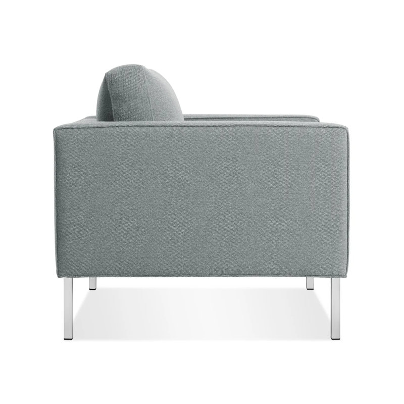 Paramount Tufted Armchair, Stainless Steel, Otter Velvet Polyester Blend