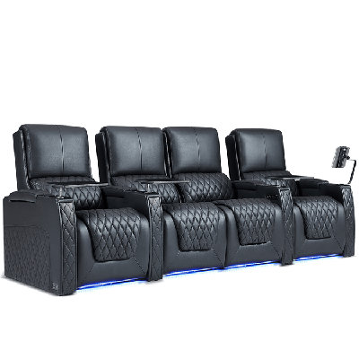 Haiylee Zero Gravity Home Theater Seating Top Grain Leather Recliner Sofa Power Headrest Footrest by Wildon Home