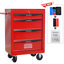 Armoire à outils multifonctionnelle 20 po à 4 tiroirs, avec roulettes, rouge et noir, glissières à roulement pour glissières en métal à ouverture douce, surface de rangement supplémentaire fréquemment utilisée-125554428