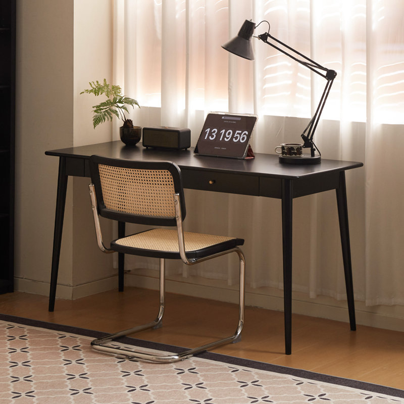 Bureau en bois massif avec tiroir MCM, Brown, 39.4"W x 20.5"D