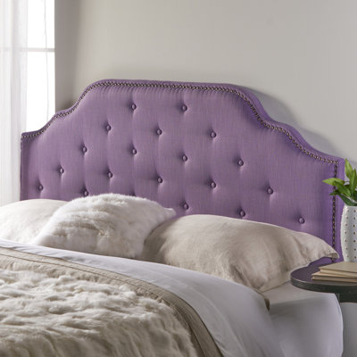 Tête de lit tapissier mauve en tissu mauve pour lit grand et double, style contemporain avec boutons, 63,59 po Profondeur x 2,75 po, largeur 54,46 po, tête de lit de 19,26 lb, la couleur ajoute de l'élégance à la chambre à coucher,