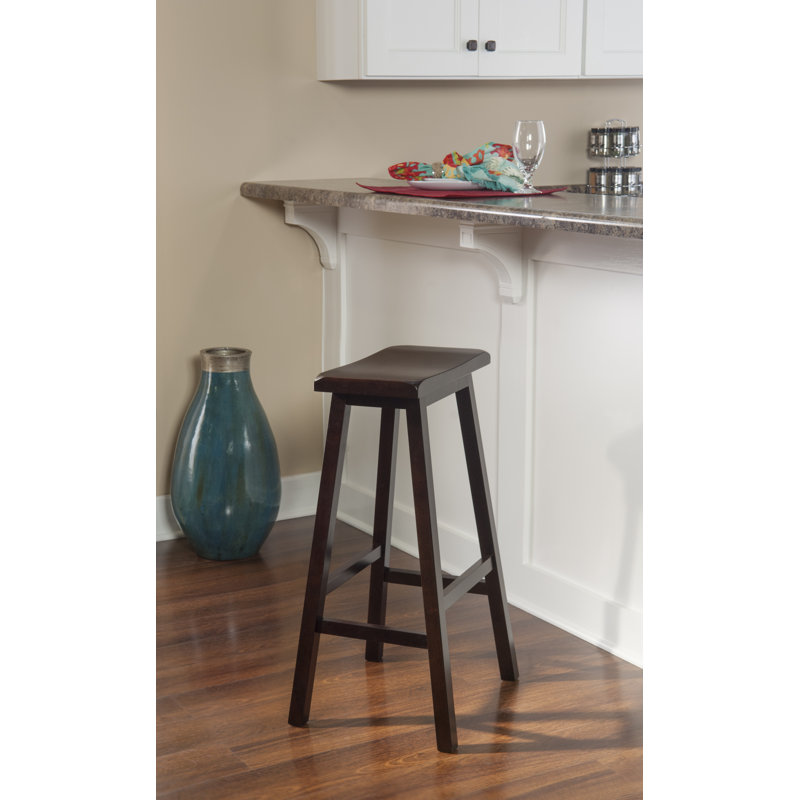 Saddle Counter Stool with Solid Wood Frame, Counter Stool (24" Seat Height)
