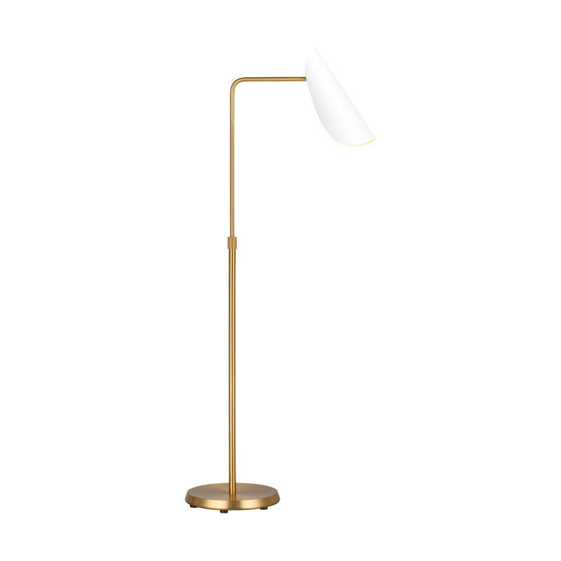 Adjustable Matte White and Burnished Brass LED Floor Lamp