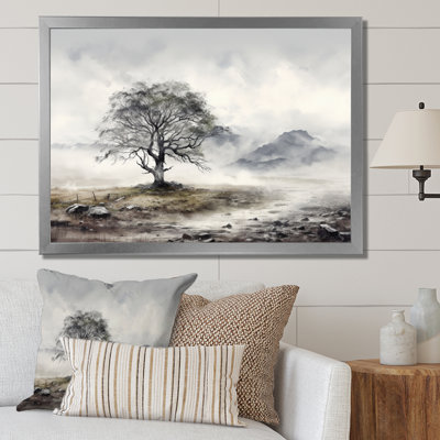 " Monochrome Misty Tree Landscape II "