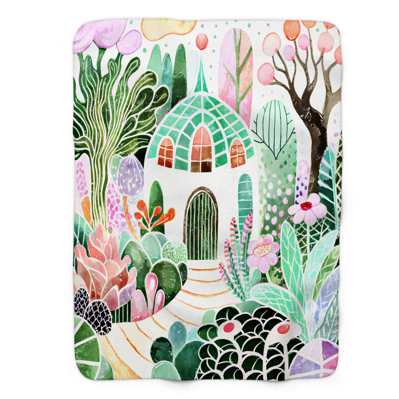 Jeté en sherpa de qualité supérieure 1 pièce Seclude Serenity Garden, L 60 po x L 80 po