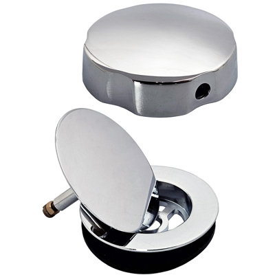 27" Cable Drive Bathtub Pop-Up Drain Trim with Rotary Overflow and Sch. 40 ABS Fittings