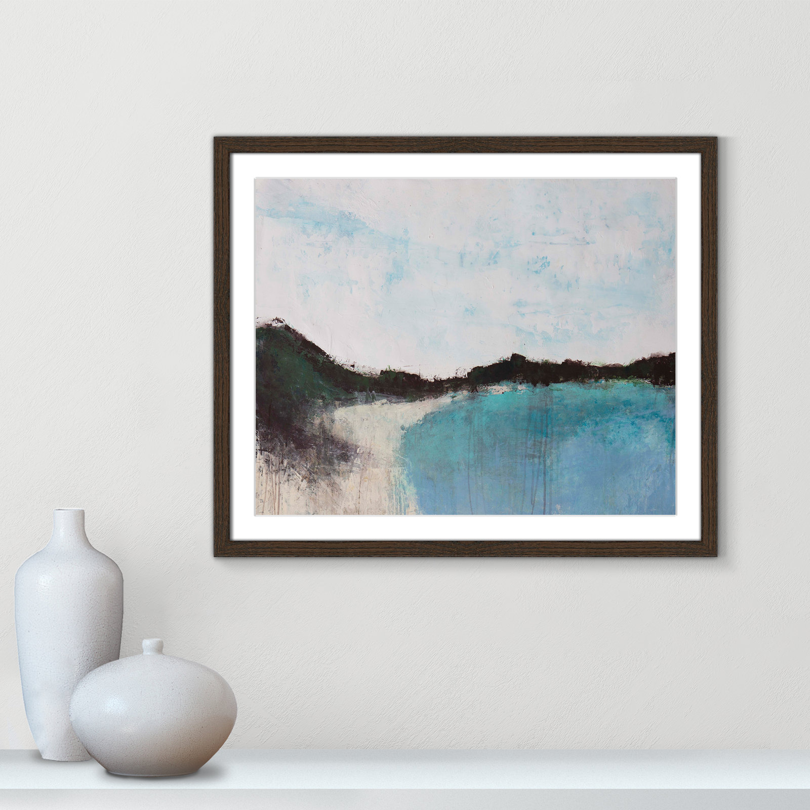 Mountainside Lakeview III Print, 21.5" H x 25.5" W x 0.75" D, Walnut Framed
