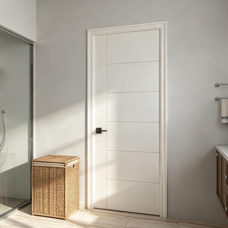 28 po x 80 po Dalle de porte intérieure moulée en composite 7 panneaux blanc lisse, 24 po x 80 po