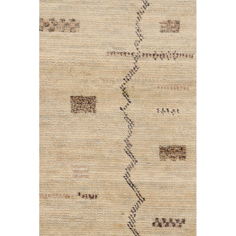 Moroccan Hand Knotted Wool Geometric Area Rug, Rectangle 6' x 9'