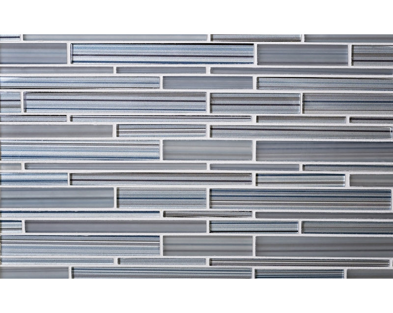 Carreau de mosaïque en verre 11,8 po x 12,2 po, Bleu / gris