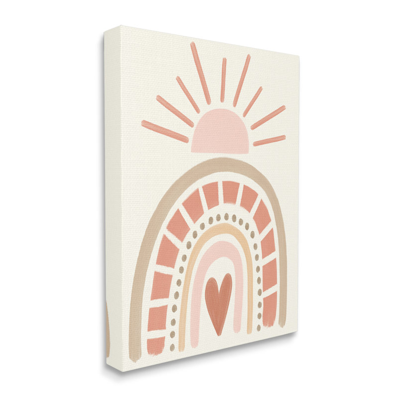 Cœur formes arc-en-ciel lever de soleil ciel neutre, H 40 po x l 30 po x 1,5 po, Toile tendue