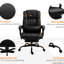 Fauteuil de bureau avec 6 masseurs, cuir PU, repose-pieds réglable, ergonomique, télécommande ergonomique noire 6, hauteur réglable,