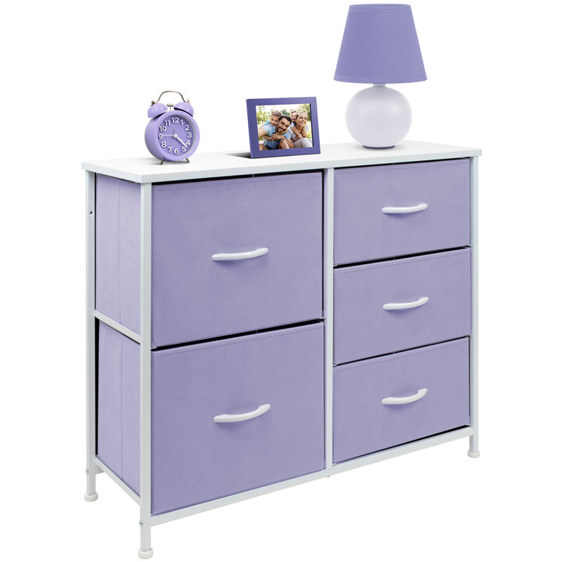 Commode 5 tiroirs l 33,5 po, Mauve