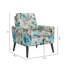 Fauteuil d'appoint à motif floral pastel orange et vert avec pieds en bois massif brun foncé-2097910932