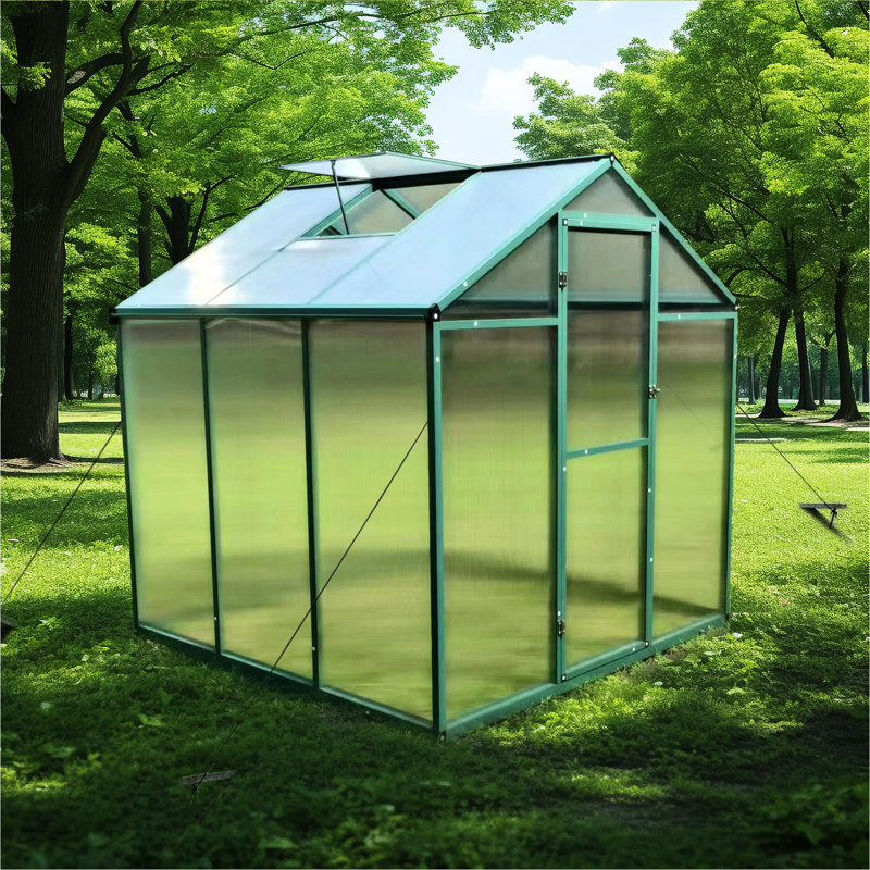 Serre en polycarbonate 6 x 6 pi - Structure en aluminium résistante au vent et à hauteur de gain robuste pour une utilisation toute saison dans la cour