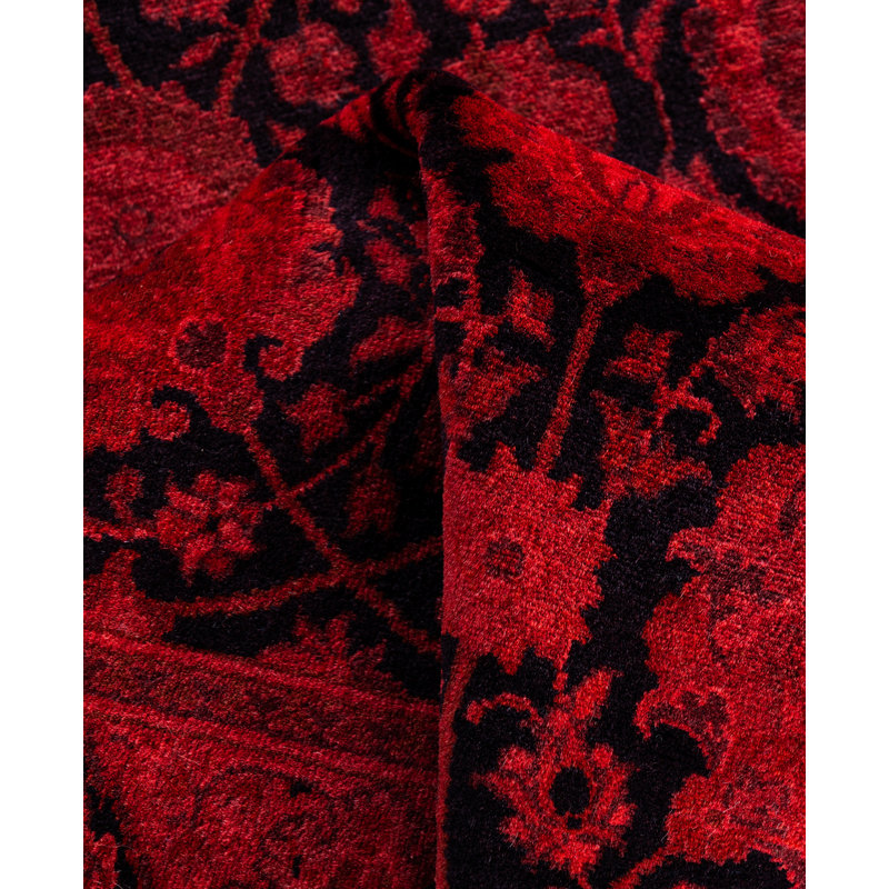 Overdyed Hand-Knotted Wool Modern-Contemporary Pink Runner 2' 7" x 12' 10"