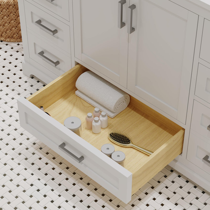 Maya 48'' White Pinewood Bathroom Vanity Base with Drawers