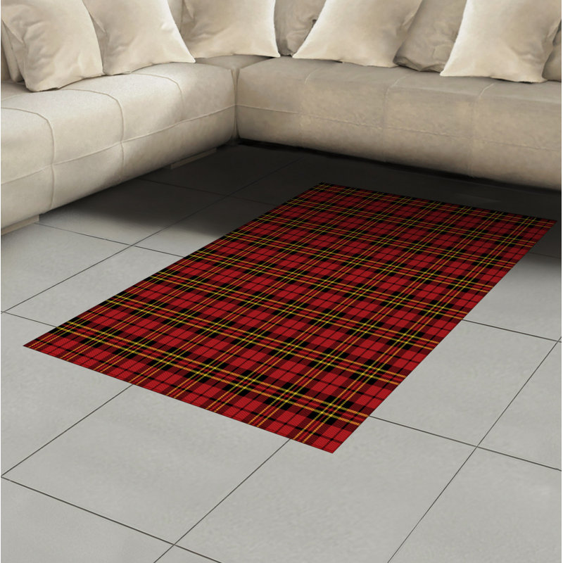 Checkered High Density Long Fiber Poly Threads Decorative Area Rug Carpet, Rectangle 4' x 5'8"