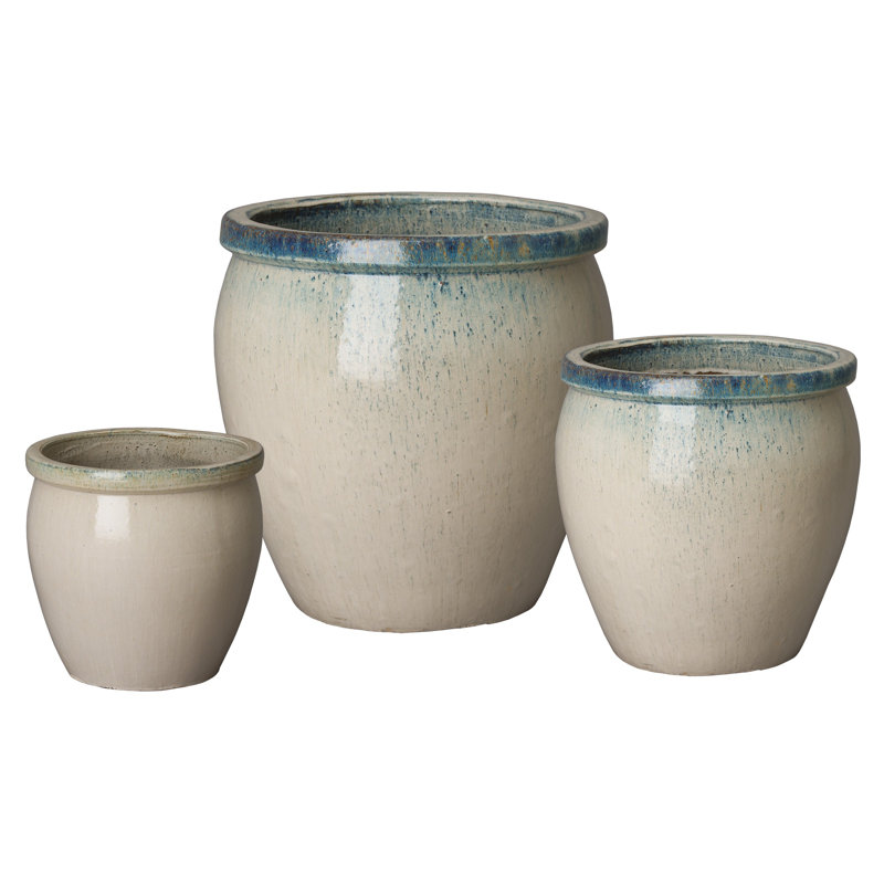 Kenedy Handmade Ceramic Planter, White, 19" H x 19" W x 19" D