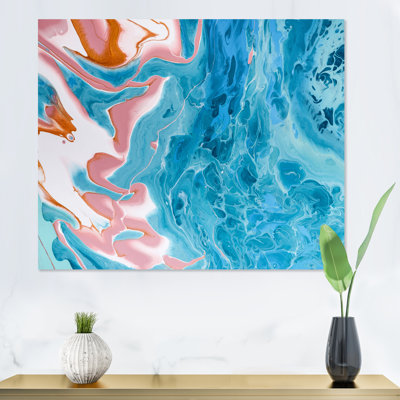 " Turquoise And Pink Marble Universe " Painting Print