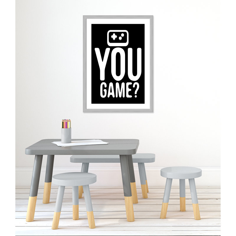 «You Game inversée», art encadré, H 36,5 po x l 26,5 po x P 0,63 po, Encadré plat argent