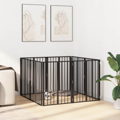 Dog Gate Black Galvanised Steel Enclosure Indoor Pen Minimalist Pet